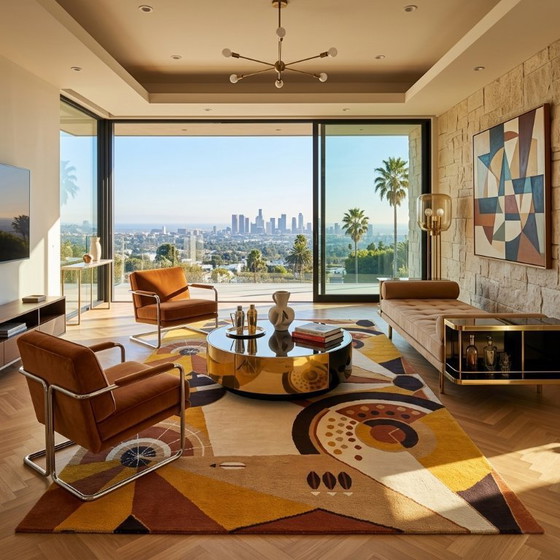 Image 1 of 1950s Constructivist Mechanical Futuristic Rug/Tapestry. Made in France