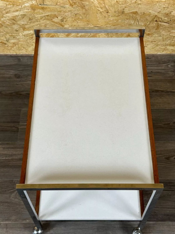 Image 1 of 60s 70s serving trolley dinette in teak & chrome Danish Modern Design