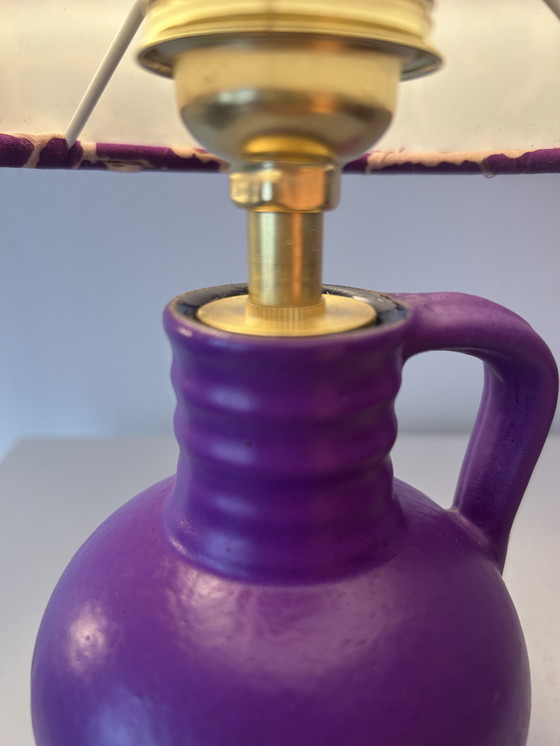 Image 1 of Expressieve tafellamp in de trendy kleur Plum Noir, gemaakt van een vintage WGP design vaas.