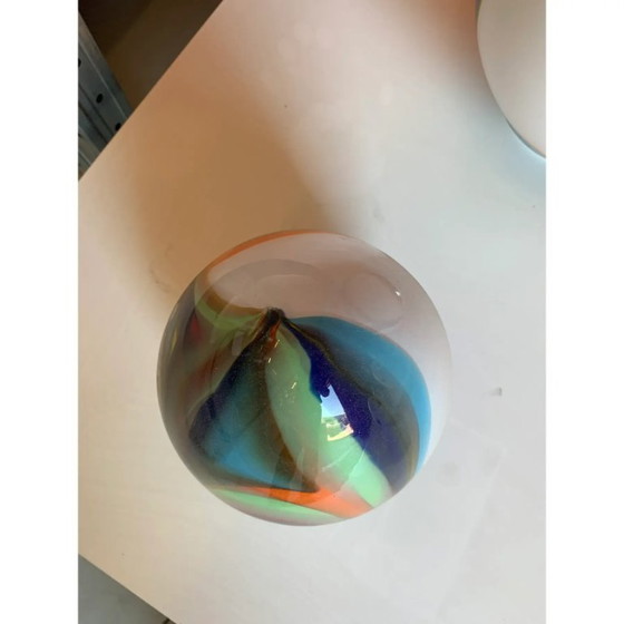 Image 1 of Multicolored Reeds White Egg Lamp in Murano-Style Glass