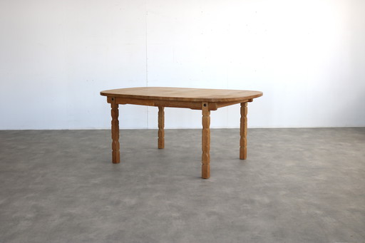 table de salle à manger extensible brutaliste en chêne