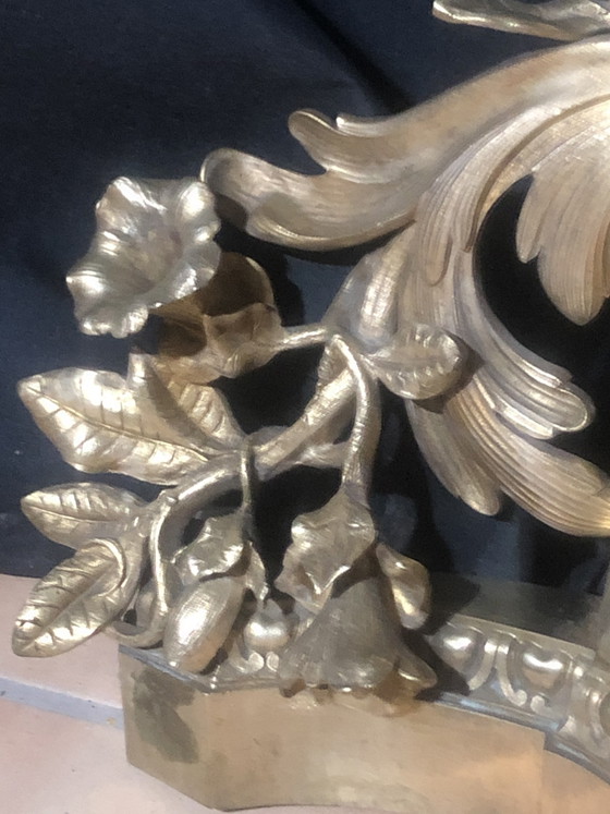 Gran repisa de chimenea antigua del siglo XIX – Estilo Luis XV rococó – Latón – Ajustable de 103 a 147 cm (photo 8 of 15)