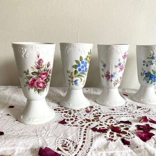5 tazas de café con flores de Mazagrans, taza vintage de porcelana de Limoges