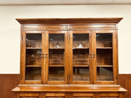 Eichholtz Oak Wood Bookcase Cabinet – Glass, Metal (photo 7 of 20)