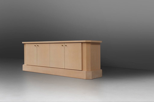 Ivory Lacquer Sideboard in burl wood by Jean Claude Dresse, 1970s