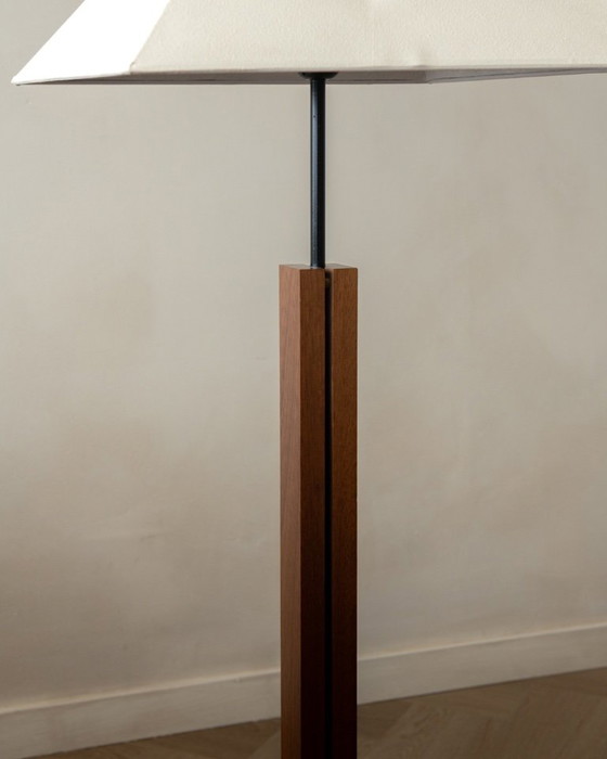 Vintage Belgische postmoderne verstelbare vloerlamp van Bellino, jaren 90, hout met sculpturaal (photo 10 of 14)