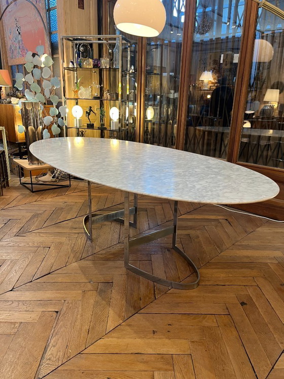 Image 1 of Ovale marmeren tafel van Vittorio INTROINI Uitgever Fratelli Saporiti Italië 1970 