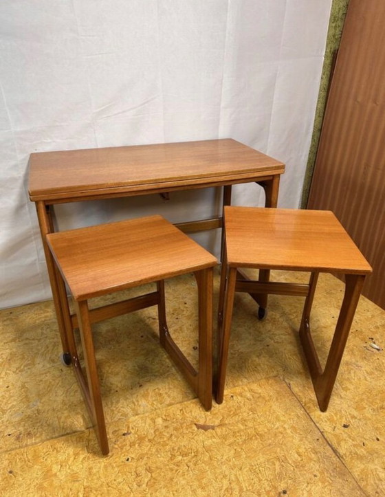 Image 1 of Mid Century Retro Teak Coffee Table / Nest of Tables by McIntosh Circa 1960  A stunning and highly practical mid century modern 