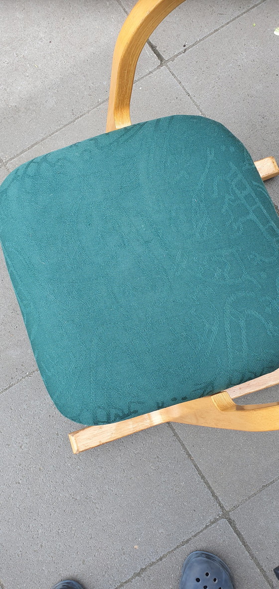 Image 1 of Actulum (4x) - Stokke (Varier) - Ergonomically shaped rocking chair by Peter Opsvik - green upholstery and wooden frame