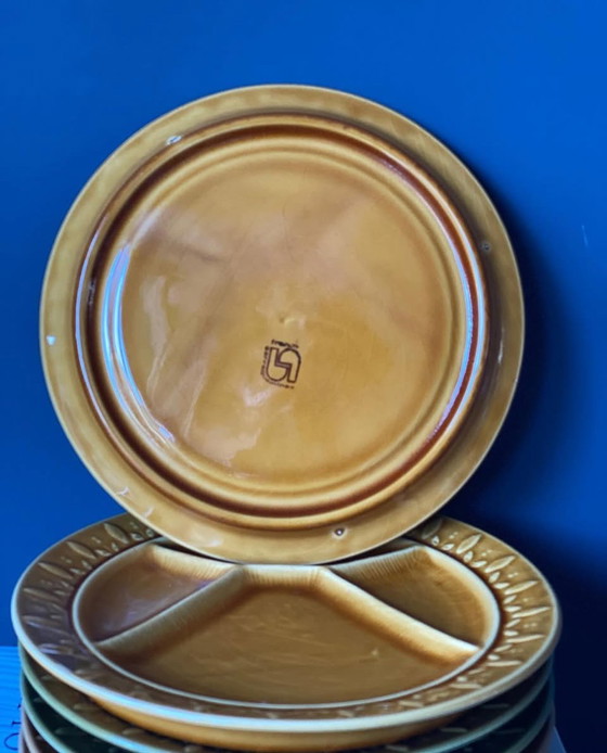 Image 1 of Sarreguemines set of 6 vintage fondue or gourmet plates