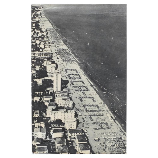 Cocacola umbrellas aerial photography Jesolo beach Italy years '60 by studio Ferruzzi Venice and Marco Lion photographer.
