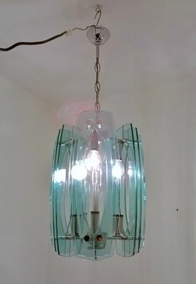 Lámpara colgante de cristal fabricada por Veca Italia, años 60