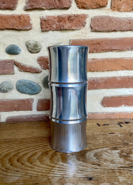 Vintage vaas van gegoten aluminium met bamboemotief – jaren 80 – Vazen (photo 2 of 5)