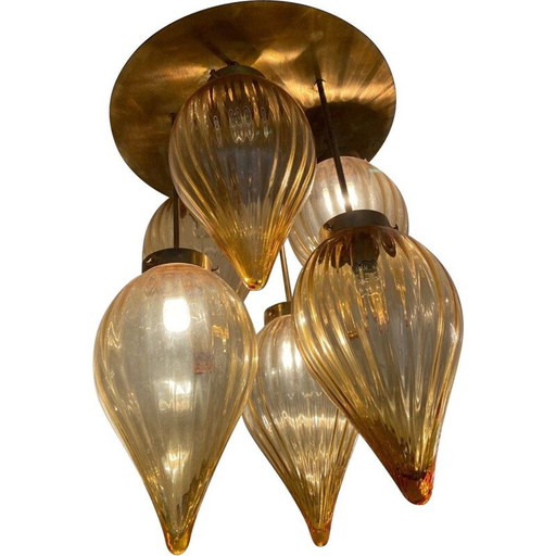 Lustre vintage en verre de Murano Venini