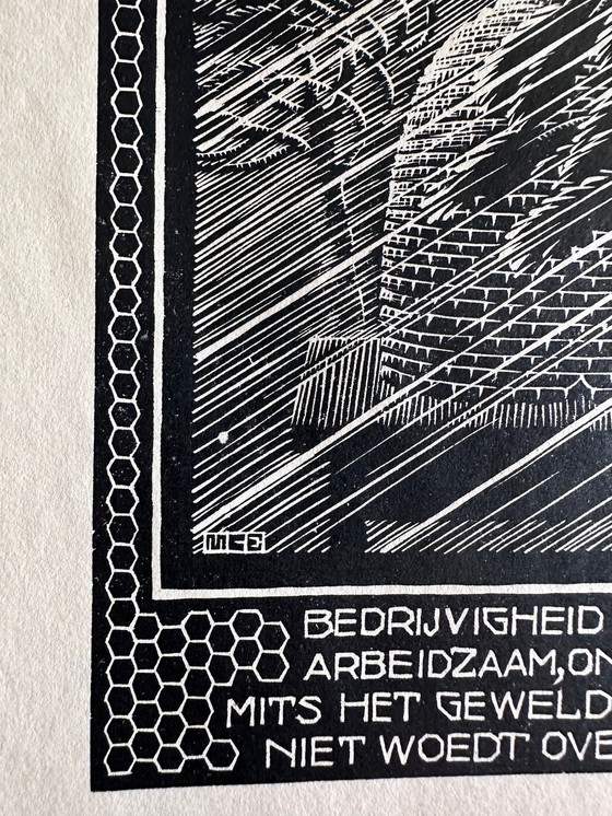 Image 1 of MC Escher Woodcut 1931 Beehive