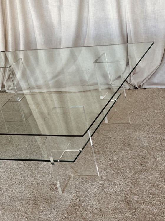 Image 1 of Glass Coffee Table Vintage Design Plexiglass Midcentury