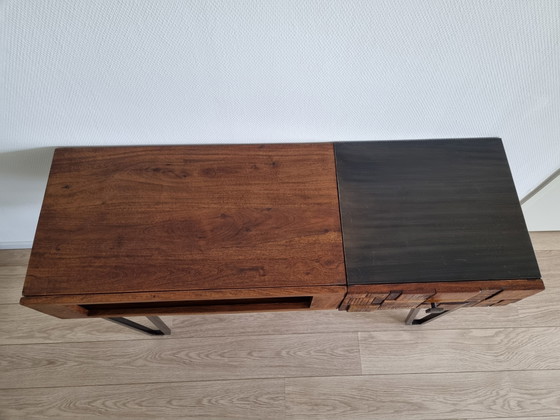 Image 1 of Design console table with drawer made of acacia wood and metal
