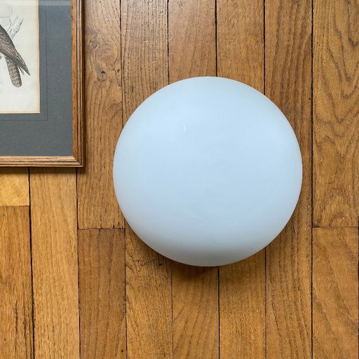 Lámpara de pared o techo en forma de media luna, 24 cm, cristal blanco mate