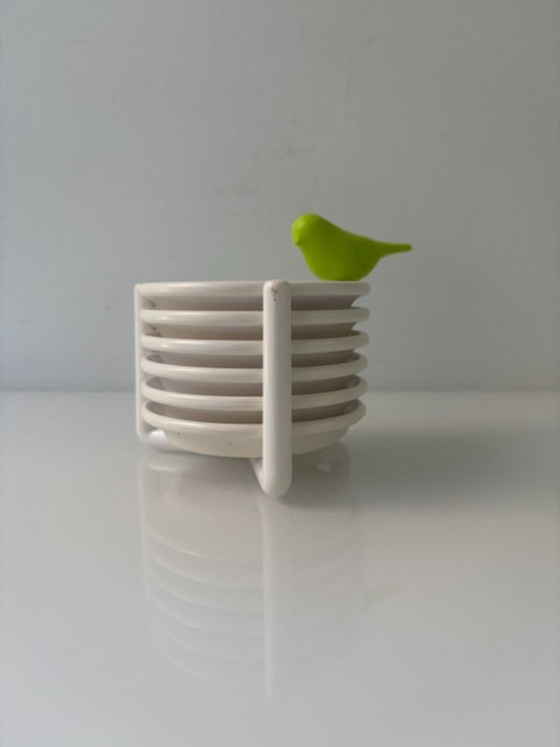 Set of 6 Design Coasters with Bird – White/Green – Table accessories, Other (photo 2 of 15)