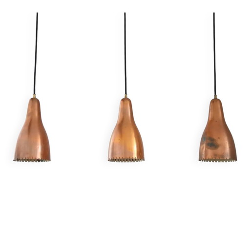 Set aus drei gebogenen Karlby-Pendelleuchten aus Kupfer für Lyfa – hanglampen, Copper, Mid Century Modern