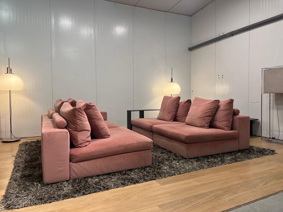 Image 1 of Flexform Groundpiece 4-piece with Bookcase – Pink Velvet