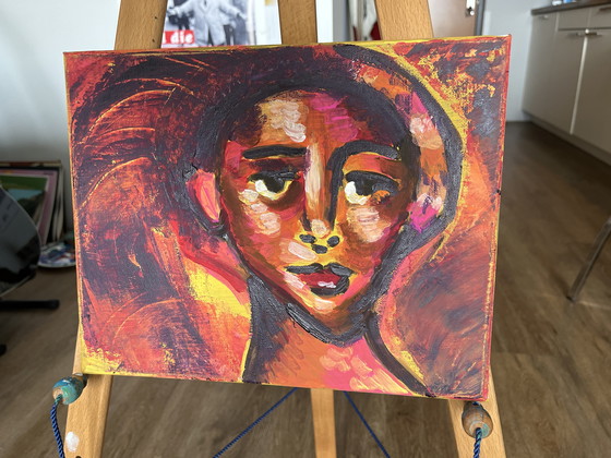 Image 1 of Abstract face canvas painting