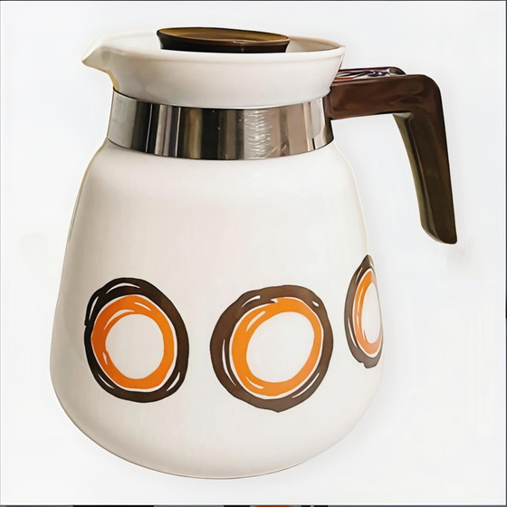 Image 1 of Vintage Mid-Century Porseleinen Schenkkan - Pop-Art Patroon - Made in Germany (Jaren '70)