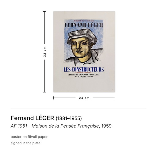 Fernand Léger AF 1951 - Maison de la Pensée Française poster 1959