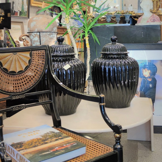 Image 1 of Coppia di vasi/giare in ceramica nera, metà del XX secolo - Italia