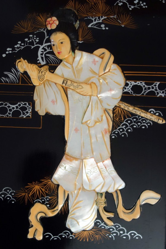Vier Chinese panelen van gelakt hout en parelmoer, China, jaren 1960 – Decoratieve objecten, Wood, Other (photo 10 of 17)
