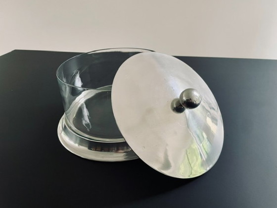 Image 1 of Vintage voorraadpot met aluminium deksel en glazen cilinder