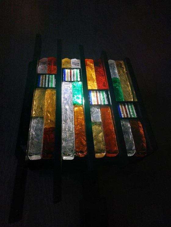 Image 1 of Een paar brutalistische wandlampen van Murano-glas uit de jaren 1960.