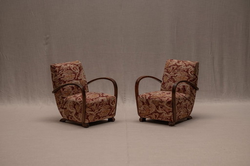 French pair of two Mid-Century easy chairs, 1950s