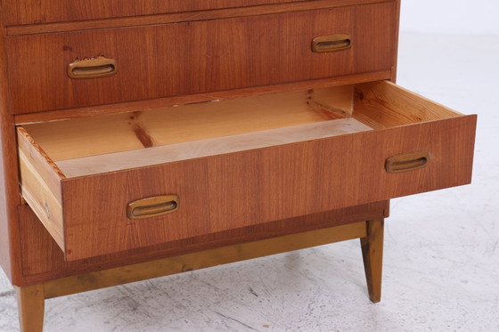 Image 1 of Vintage teakhouten ladekast | Mid Century houten opbergkast 60s mannen ladekast #08-05