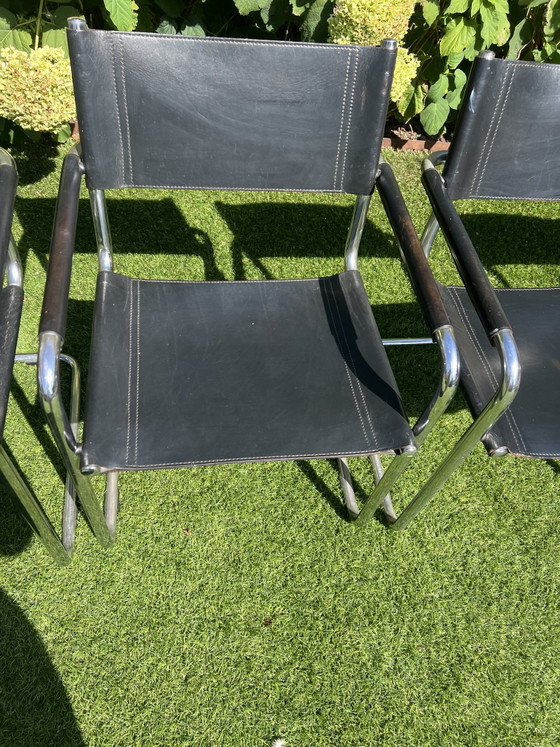 6 sillas con arnés de cuero Matteo Grassi Tube Slide negras – Sillas de comedor, Leather, Metal (photo 4 of 13)