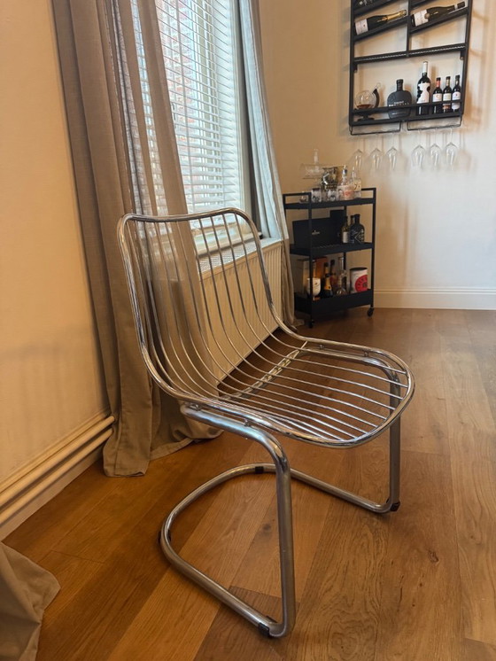 Image 1 of 4x vintage draadstaal slede stoelen 