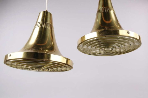 Image 1 of Hans-Agne Jakobsson T598 – Pair of brass pendant lights – Markaryd, Sweden – 1960s