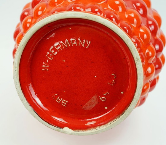 Image 1 of 1960s Bay Keramik Vase Bubble Decor Red and Orange Model 65 45 WGP