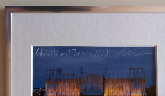 Christo – Wrapped Reichstag – signed (3x) artcard with fabric XXL – Lithographs & prints (photo 2 of 5)