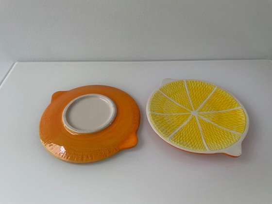 Image 1 of Juego de 2 platos de cerámica con rodajas de naranja