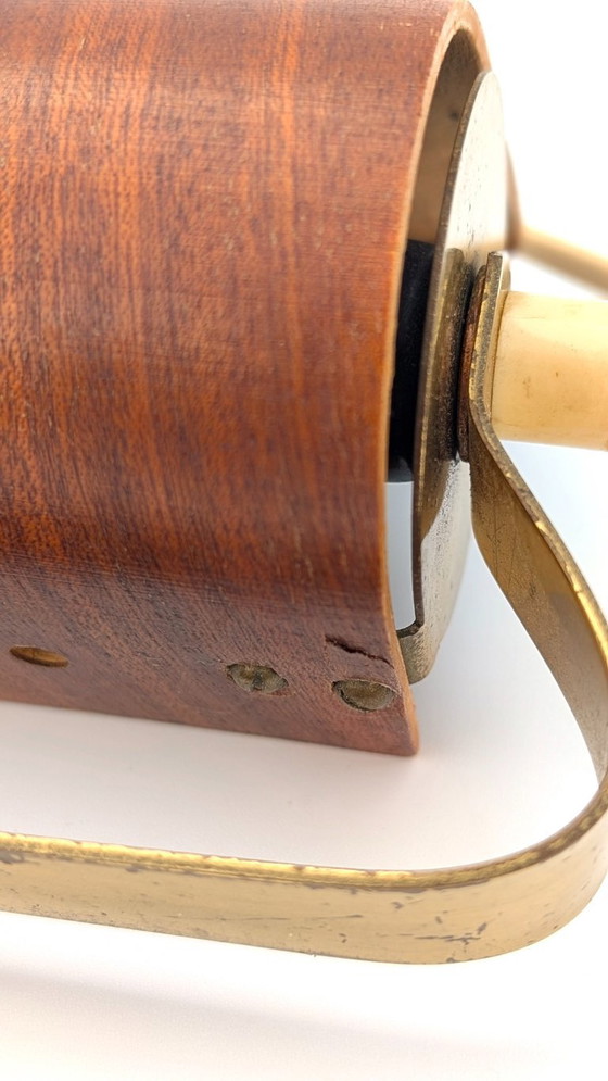Image 1 of Lampada da lettura svedese da parete in teak e ottone anni '50