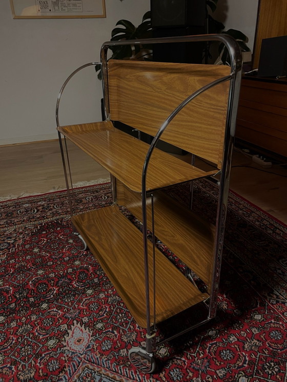 Bremshey Dinett Desserte Vintage mid-century (années 60/70), Chrome, Marron (photo 3 sur 5)