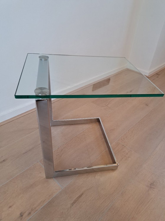 Image 1 of Gebra, bijzettafel, glas, metaal, design, vintage