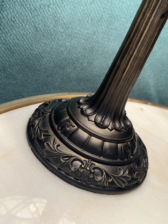 Image 1 of Vitrail Tiffany Style années 20 Lampe de table Motif paon