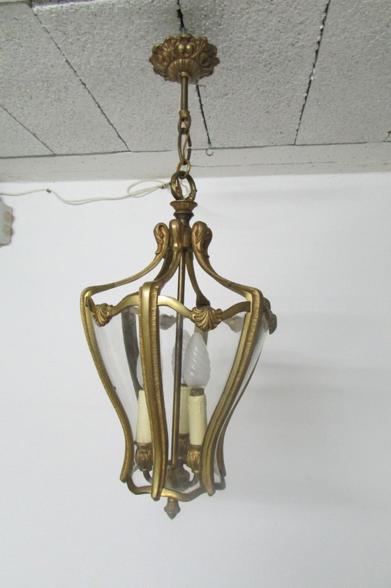 Image 1 of Lanterna d'ingresso in bronzo, 6 lati, 3 luci