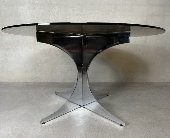 Image 1 of Vintage Design Dining Table - Chrome And Glass - 1970'S