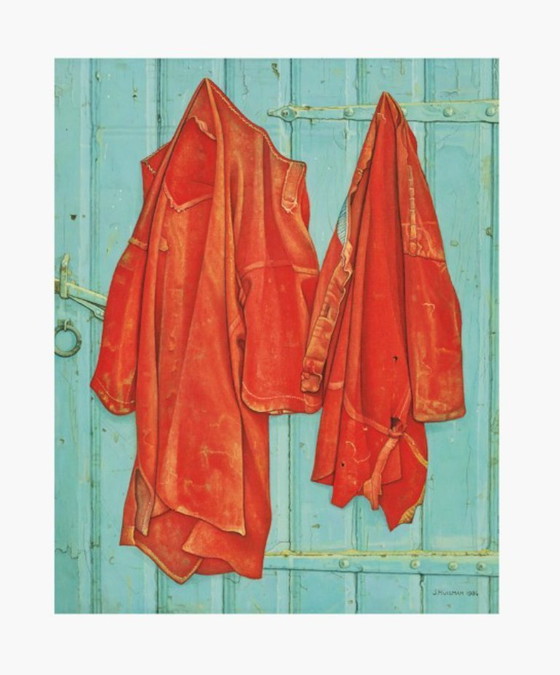 Image 1 of Jopie Huisman--Farbgiclée Rote Hemden auf blauer Tür