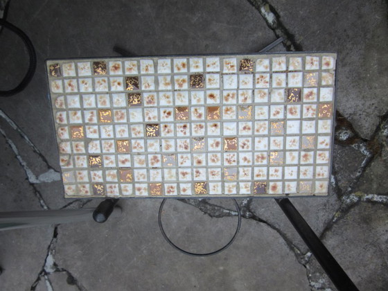 Image 1 of Table d'appoint au design moderniste, mosaïque en métal noir