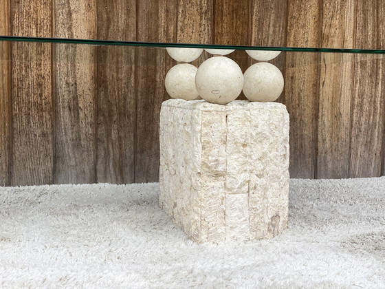 Image 1 of Tavolino da caffè vintage in pietra mactan