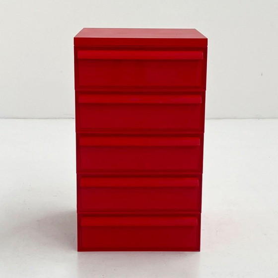 Image 1 of Cassettiera rossa a 5 cassetti modello 4601 di Simon Fussell per Kartell, anni '70